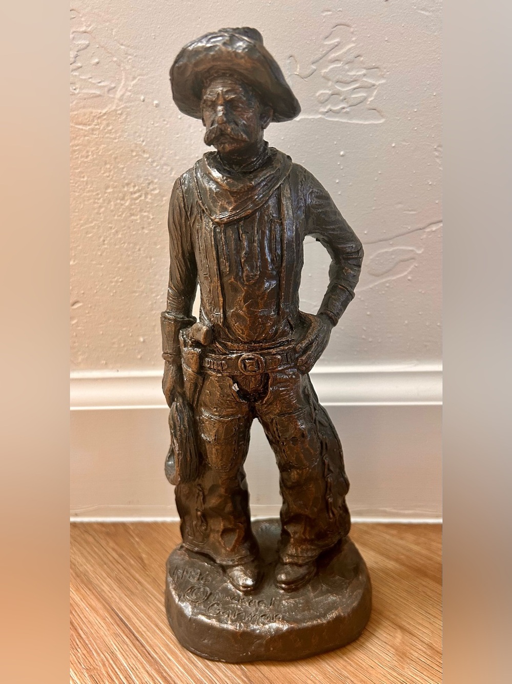 Michael Garman "Rounder" Cowboy Statue 1986 | Vintage Bronze Tone Western Sculpt